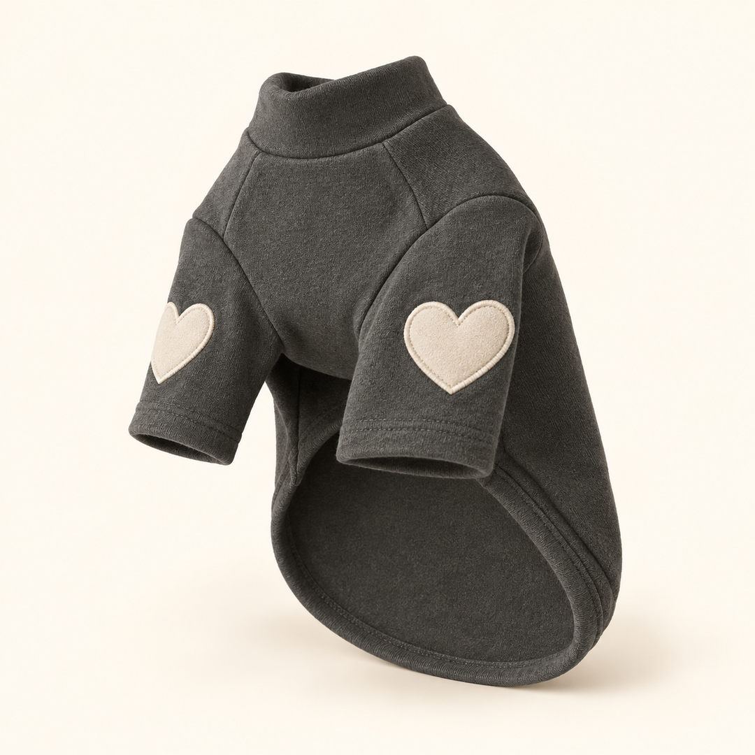 Pawtique HeartSleeve mock-neck dog shirt in Graphite Grey