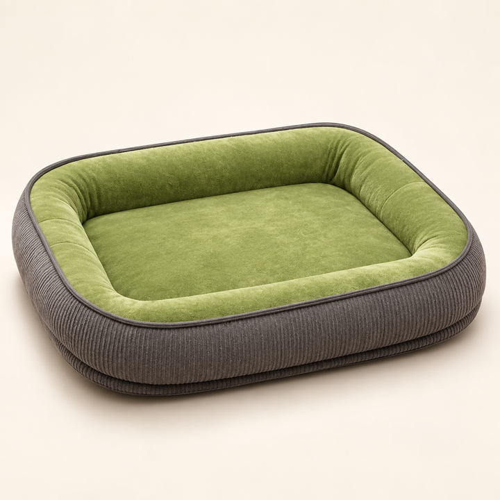 Pawtique HavenEdge soft-surface bolster dog bed in Green