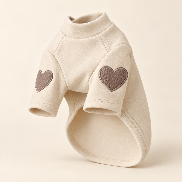 Pawtique HeartSleeve mock-neck dog shirt in Cream White