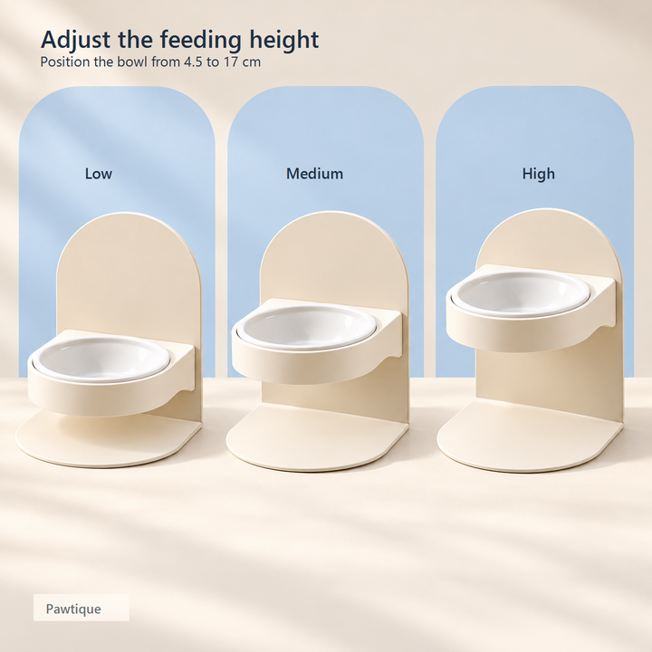 Low medium and high bowl positions from 4.5 to 17 cm