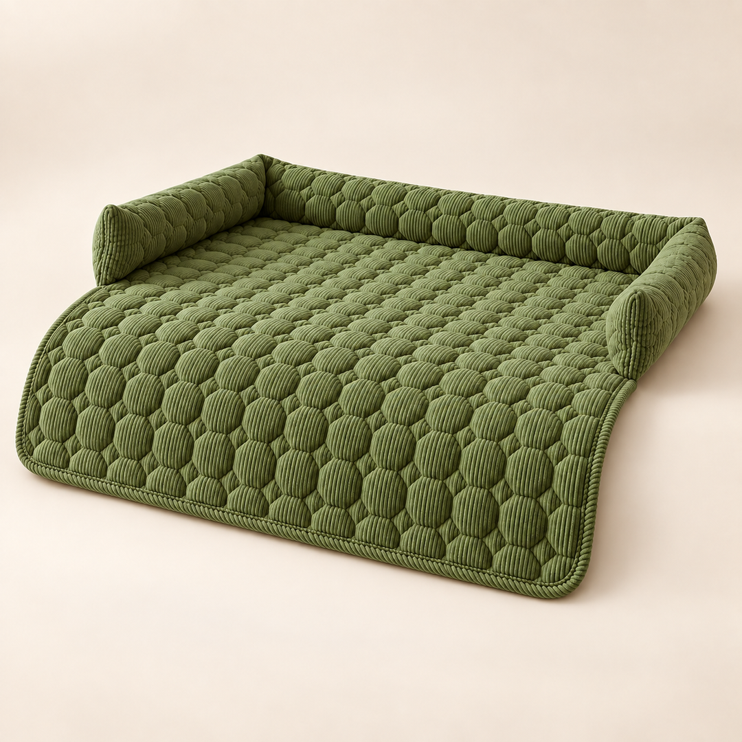 Pawtique SofaNest quilted bolster pet mat in Green