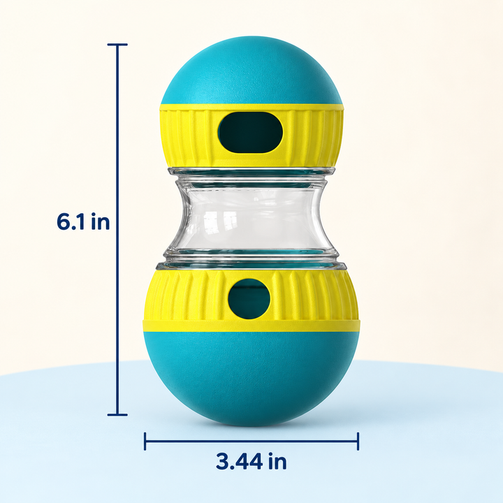 Treat dispenser dimensions 6.1 inches high by 3.44 inches wide