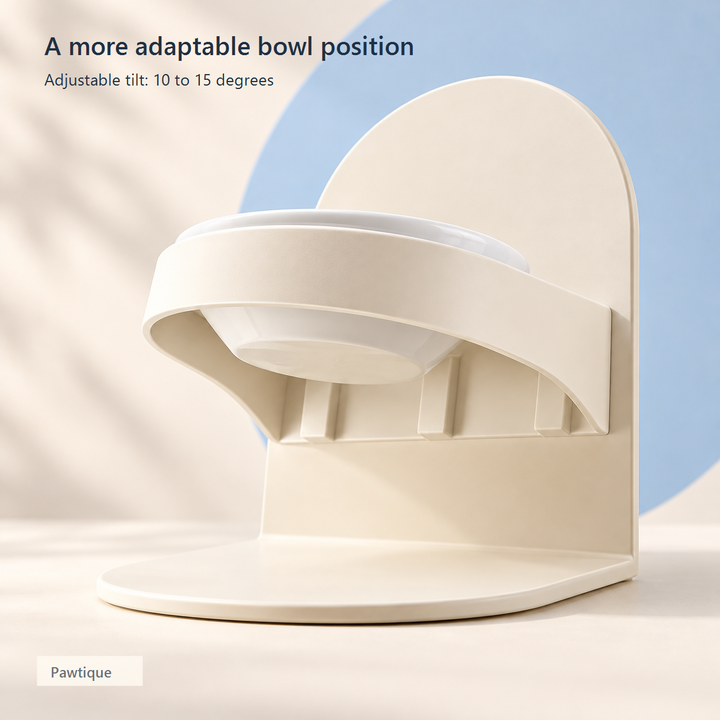 Adjustable 10 to 15 degree bowl tilt and molded support detail