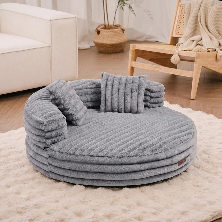 Ultra-Soft Ribbed Plush Removable Donut Orthopedic Dog Bed with Pillows - Cozy Nest