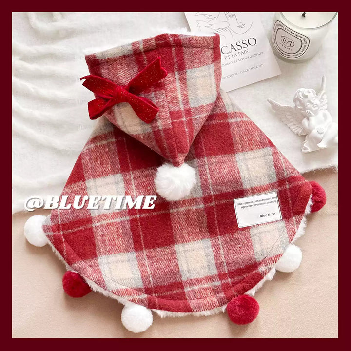 Hooded Cape with Fleece Lining- New Year Cat & Dog Winter
