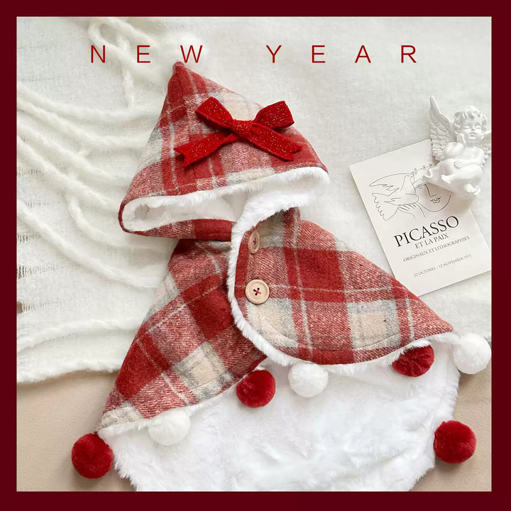Hooded Cape with Fleece Lining- New Year Cat & Dog Winter