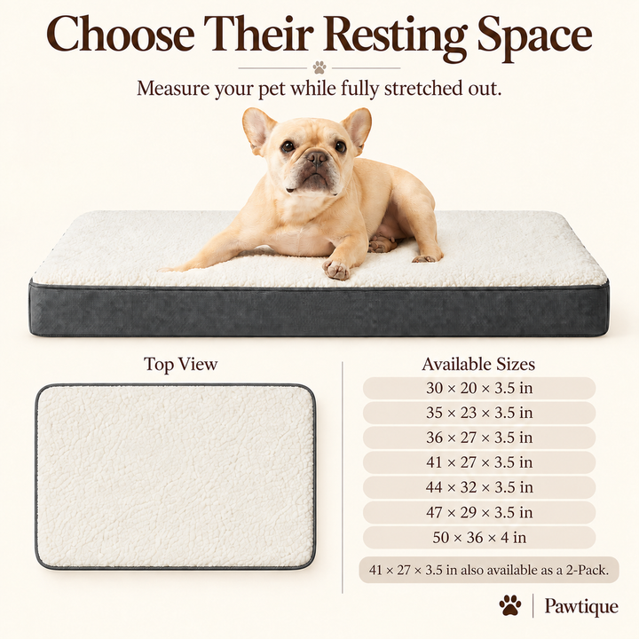 Pawtique CloudRest orthopedic dog bed size guide