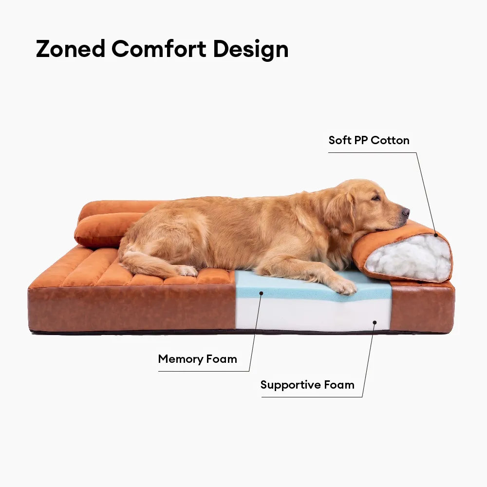 Pawtique LuxeNest™ Orthopedic Bolster Dog Sofa Bed