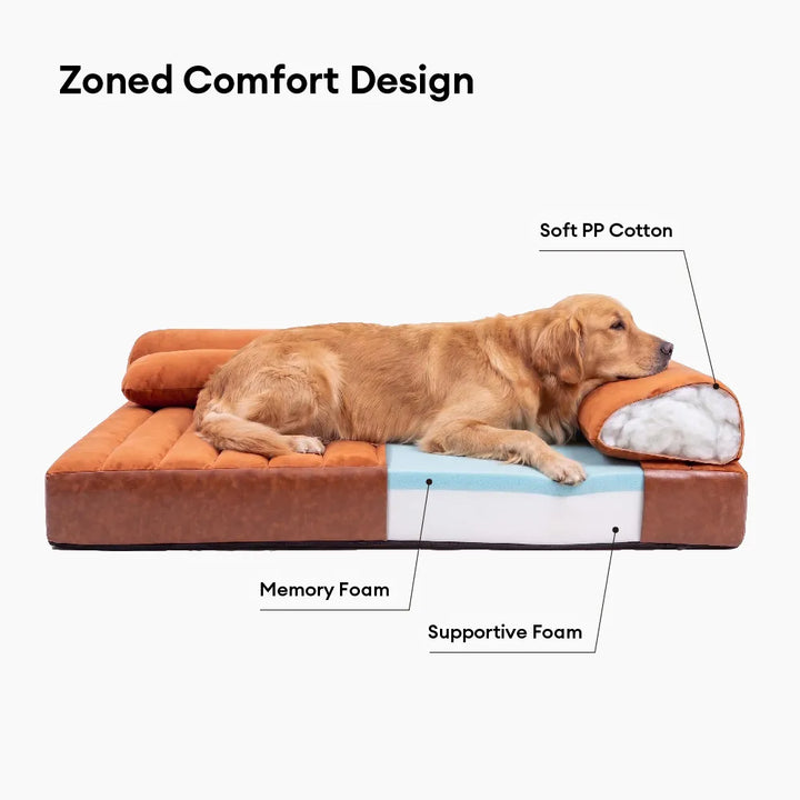 Pawtique LuxeNest™ Orthopedic Bolster Dog Sofa Bed