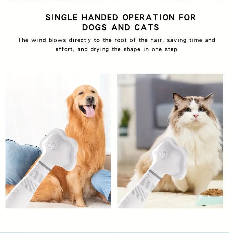 3 In 1 Pet Hair Dryer, Low Noise Drying Brush Self Cleaning Needle Comb Dog Knot Comb Undercoat Hair Removal Tool For Grooming Supply - Pawtique