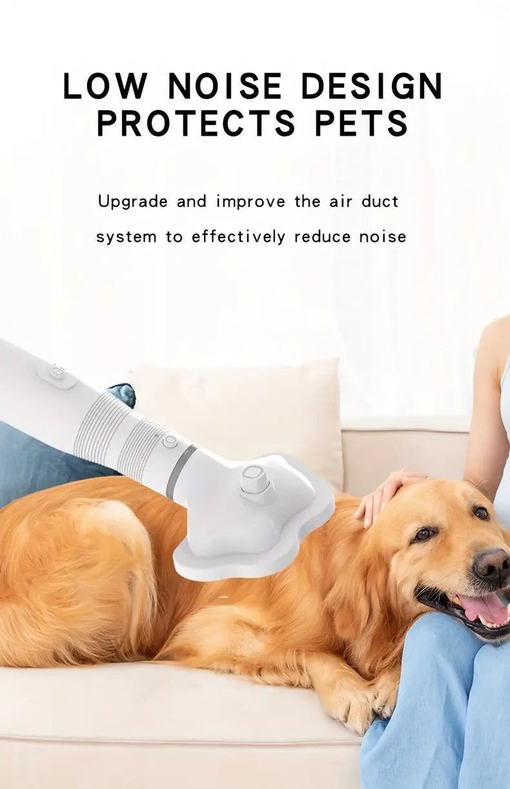 3 In 1 Pet Hair Dryer, Low Noise Drying Brush Self Cleaning Needle Comb Dog Knot Comb Undercoat Hair Removal Tool For Grooming Supply - Pawtique