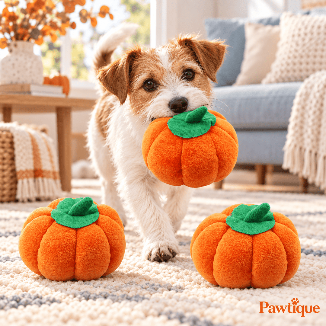 3 Pcs Pumpkin Chew Toys Plush - Pawtique