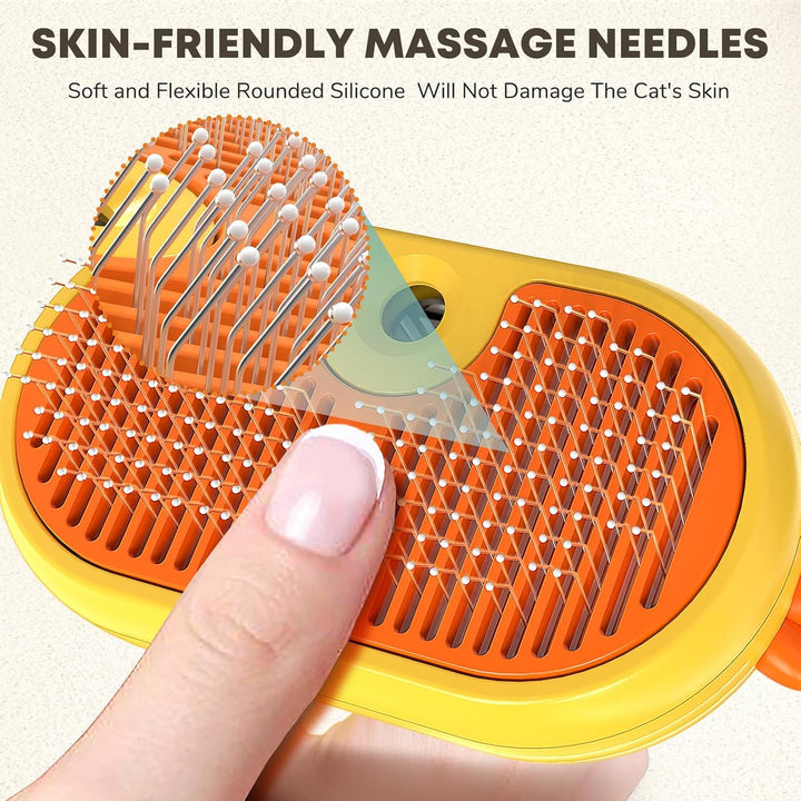 2-in-1 Spray Pet Grooming Brush – Ducky Delight for Tangle-Free Fur!