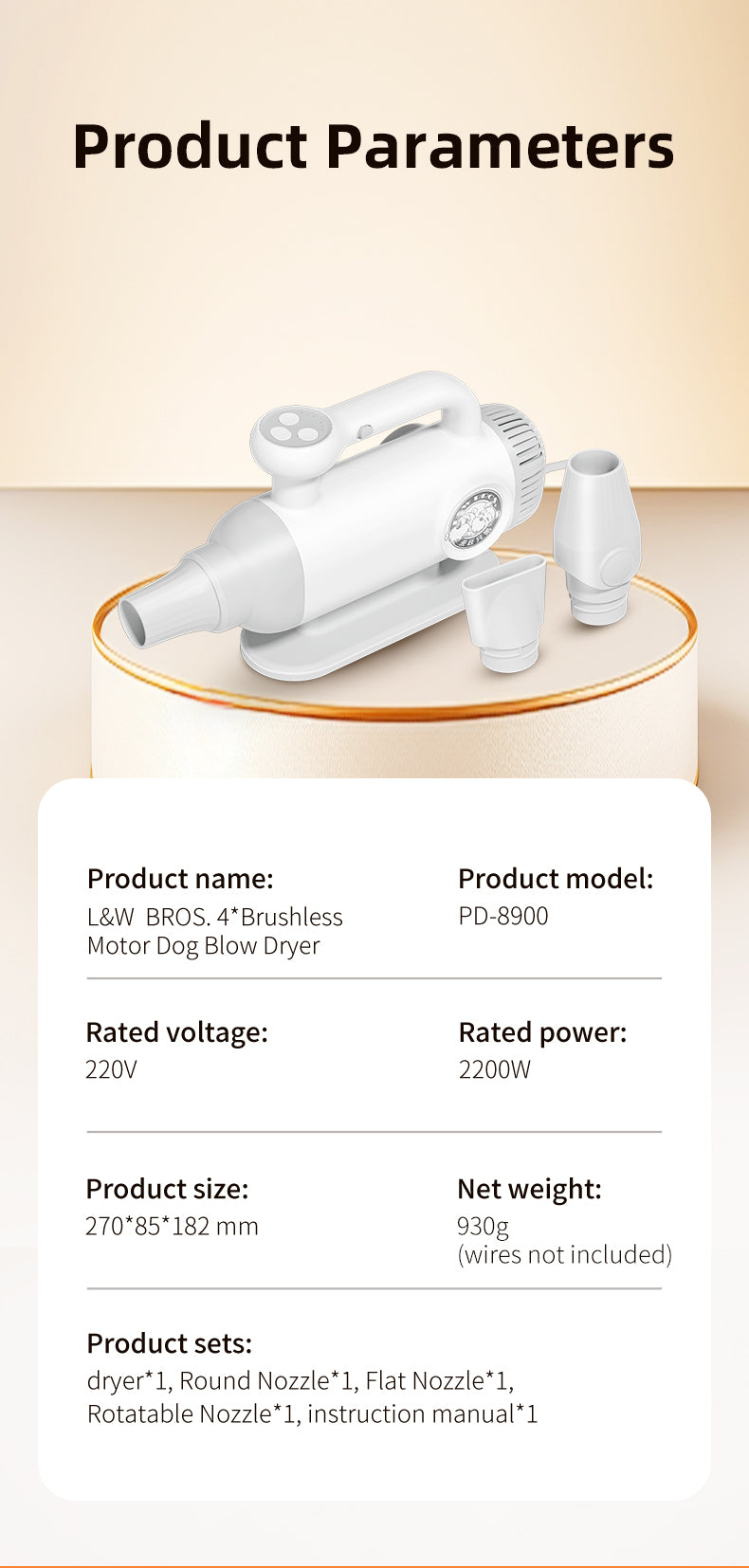 L&W BROS. Pet Dryer: Power Meets Quiet Comfort