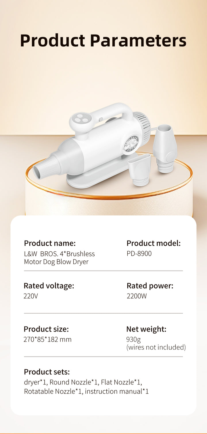 L&W BROS. Pet Dryer: Power Meets Quiet Comfort