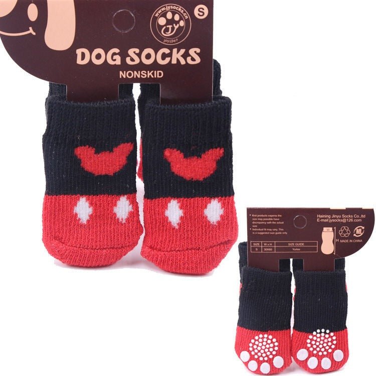 4pcs Cartoon Printed Warm Dog Socks - Pawtique