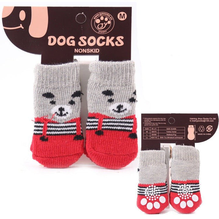 4pcs Cartoon Printed Warm Dog Socks - Pawtique