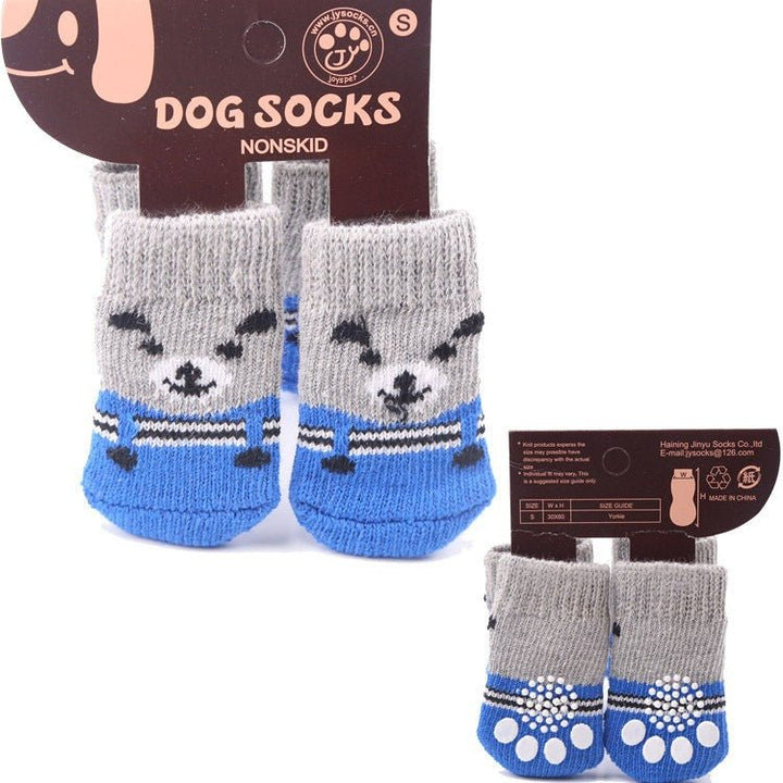 4pcs Cartoon Printed Warm Dog Socks - Pawtique