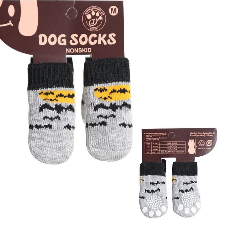 4pcs Cartoon Printed Warm Dog Socks - Pawtique