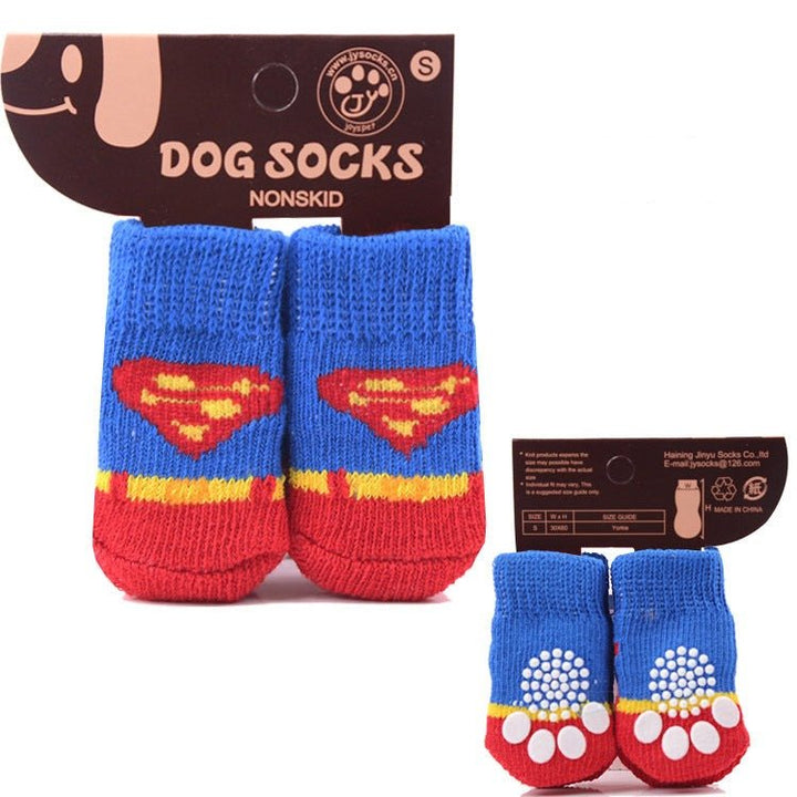 4pcs Cartoon Printed Warm Dog Socks - Pawtique