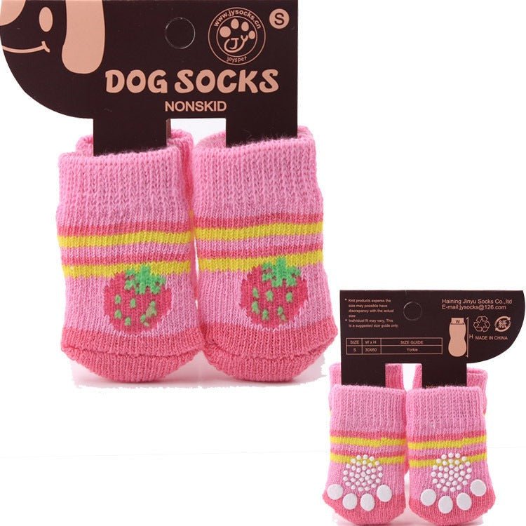 4pcs Cartoon Printed Warm Dog Socks - Pawtique