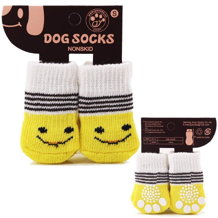 4pcs Cartoon Printed Warm Dog Socks - Pawtique