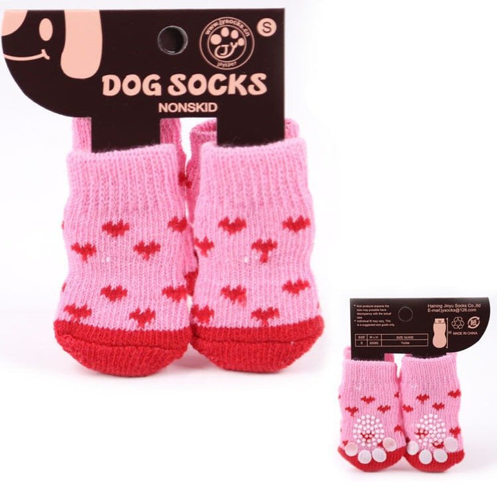 4pcs Cartoon Printed Warm Dog Socks - Pawtique