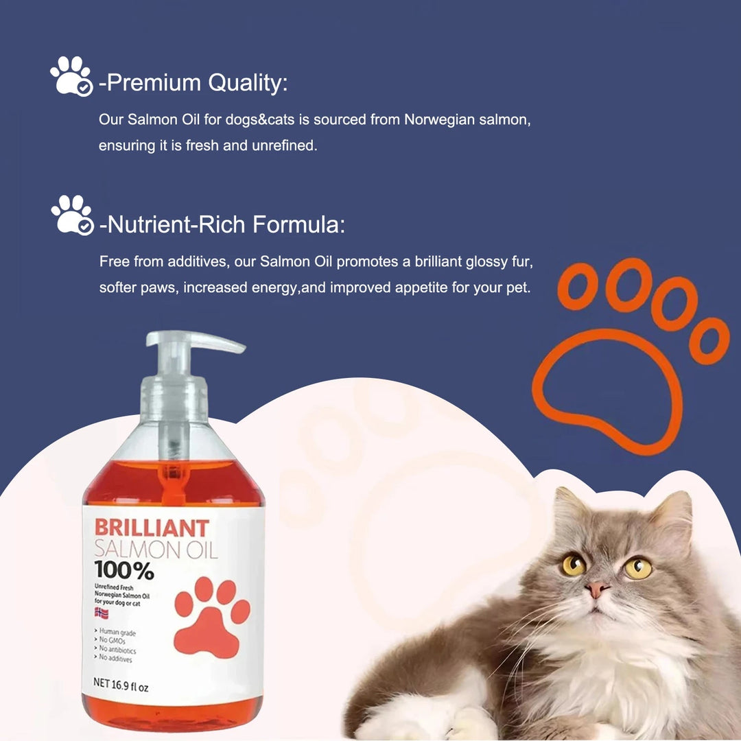 500ml Natural Salmon Oil for Dogs - Omega Fatty Acids Supplement - Human Grade Nutritional Health Support - Pawtique