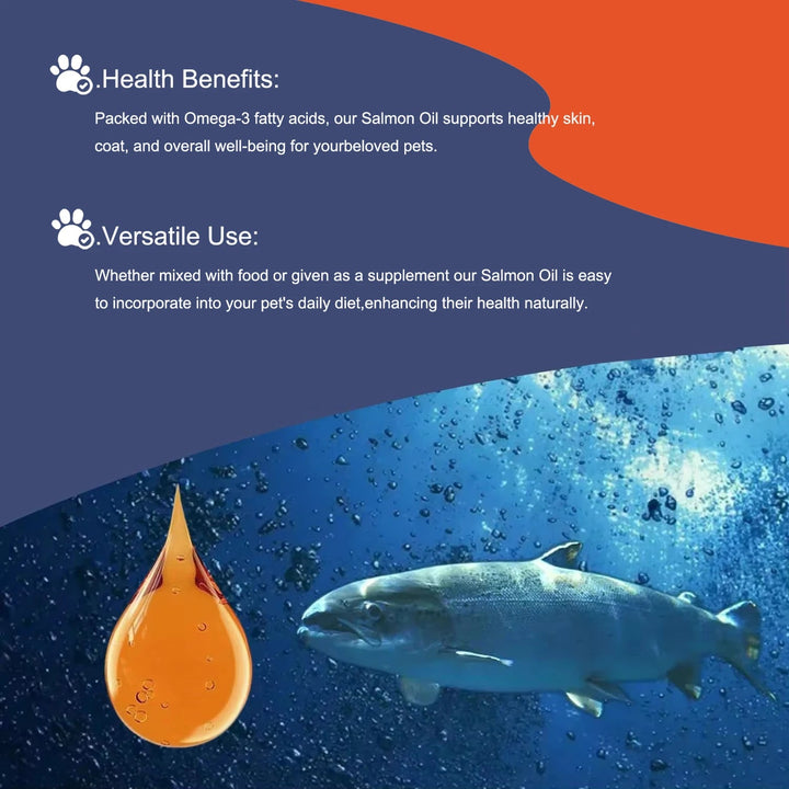 500ml Natural Salmon Oil for Dogs - Omega Fatty Acids Supplement - Human Grade Nutritional Health Support - Pawtique