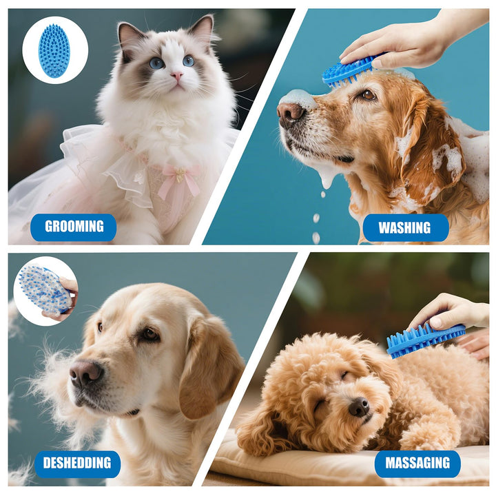 2 Pack Grooming Brush Adjustable Ring Handle for Dogs and Cats