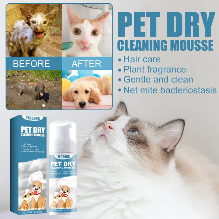 60ml Pet Dry Cleaning Deodorant Smooth Hair Foam Mousse