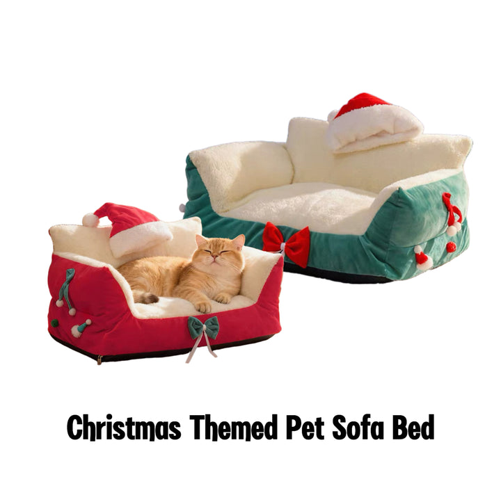Christmas-Themed Pet Sofa Bed — A Cozy Holiday Spot for Your Pet