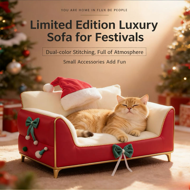 Christmas-Themed Pet Sofa Bed — A Cozy Holiday Spot for Your Pet