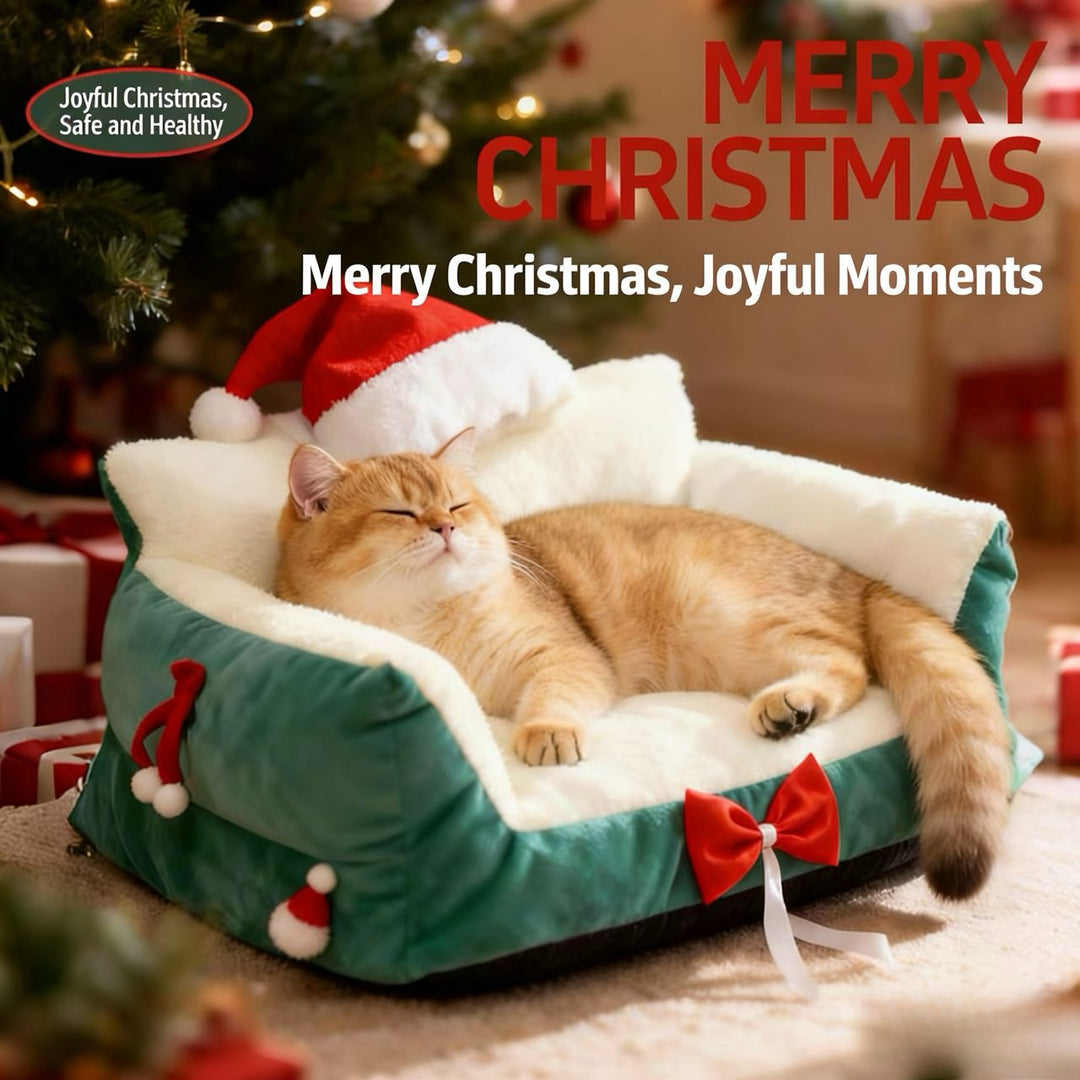 Christmas-Themed Pet Sofa Bed — A Cozy Holiday Spot for Your Pet