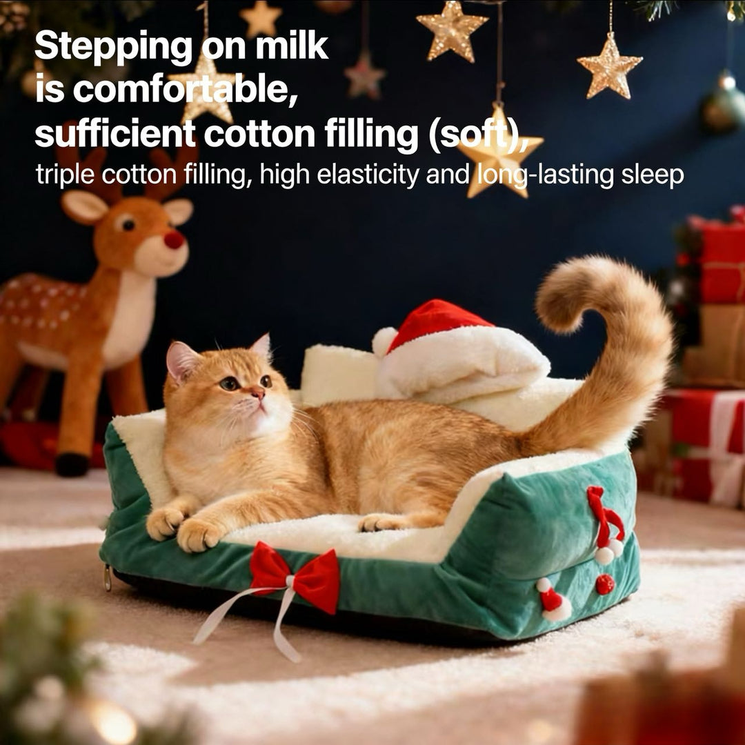 Christmas-Themed Pet Sofa Bed — A Cozy Holiday Spot for Your Pet