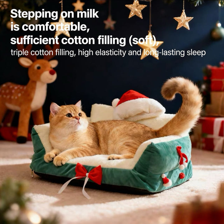 Christmas-Themed Pet Sofa Bed — A Cozy Holiday Spot for Your Pet