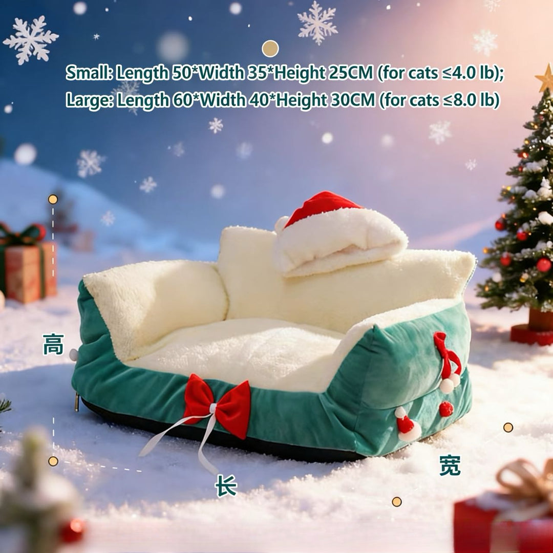 Christmas-Themed Pet Sofa Bed — A Cozy Holiday Spot for Your Pet