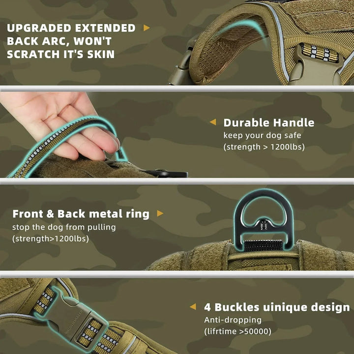 Adjustable Anti - Pull Harness with MOLLE System - Pawtique