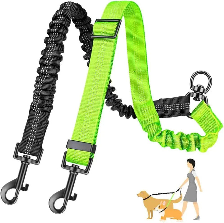 Adjustable Duo Dog Leash with Comfortable Bungee - Pawtique