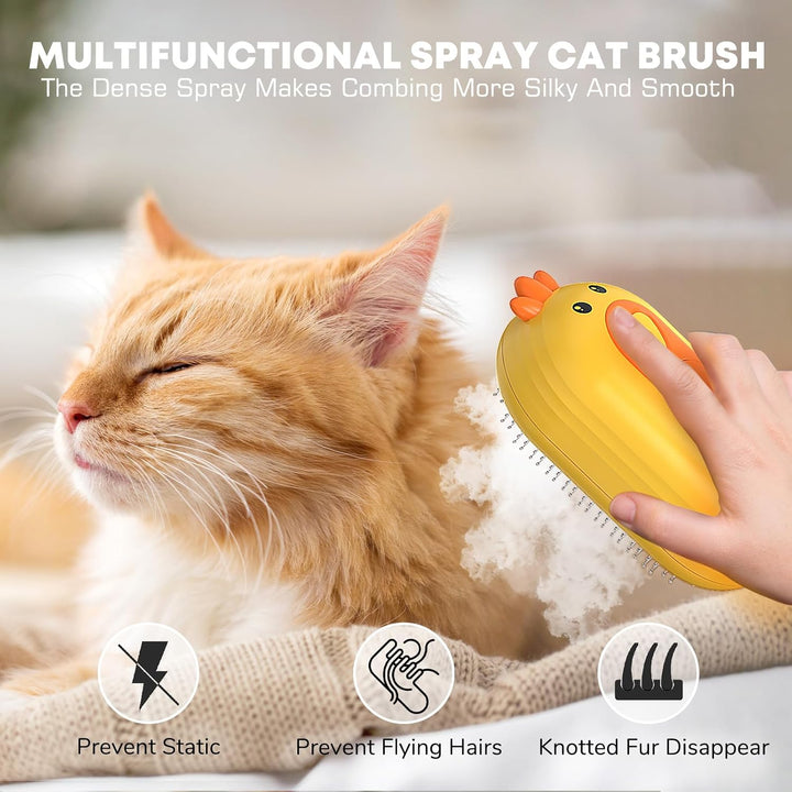 2-in-1 Spray Pet Grooming Brush – Ducky Delight for Tangle-Free Fur!