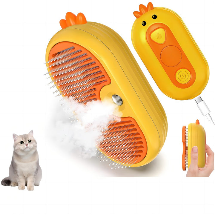 2-in-1 Spray Pet Grooming Brush – Ducky Delight for Tangle-Free Fur!