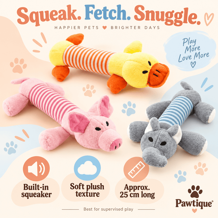 Animal Squeaky Plush Toy - Pawtique