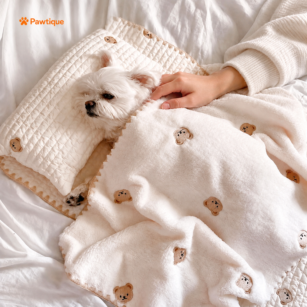 BearHug three-piece pet bedding set: companionship