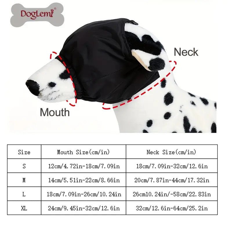 Calming Cap and Eye Mask for Dogs - Reduces Anxiety, Car Sickness, and Grooming Stress - Nylon Shading Muzzle - Pawtique