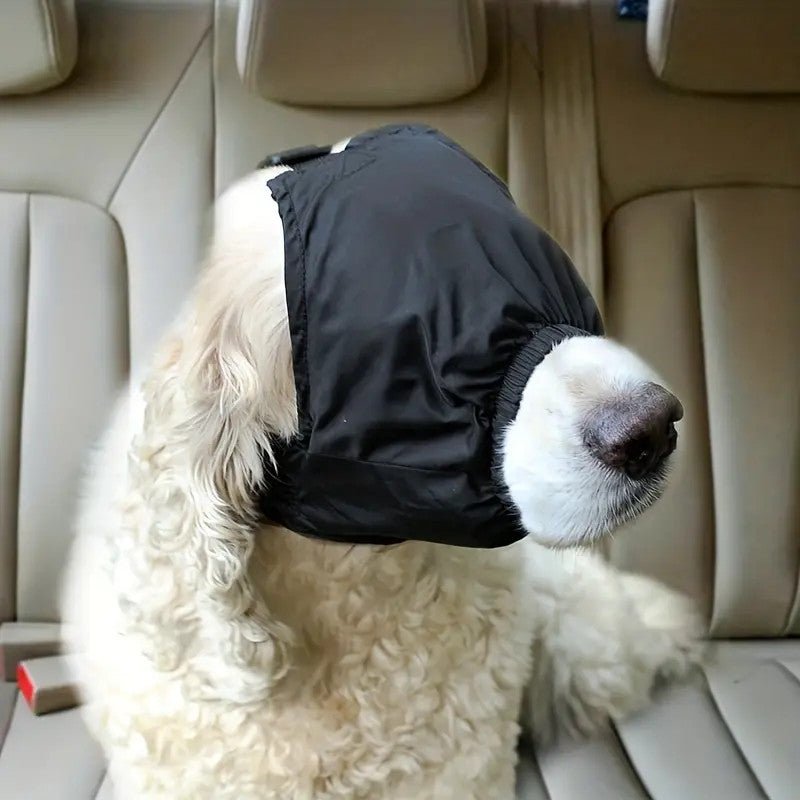 Calming Cap and Eye Mask for Dogs - Reduces Anxiety, Car Sickness, and Grooming Stress - Nylon Shading Muzzle - Pawtique