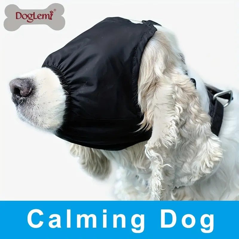 Calming Cap and Eye Mask for Dogs - Reduces Anxiety, Car Sickness, and Grooming Stress - Nylon Shading Muzzle - Pawtique