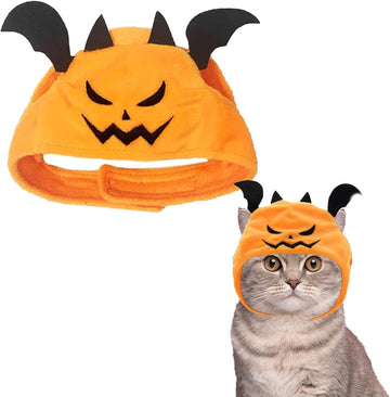 Cat Halloween Costumes - 1Pcs Adjustable Orange Cat Halloween Pumpkin Costume Dog Halloween Hat Pet Headdress Party Supplies for Puppy Dogs Cats Halloween Cosplay Costume - Pawtique