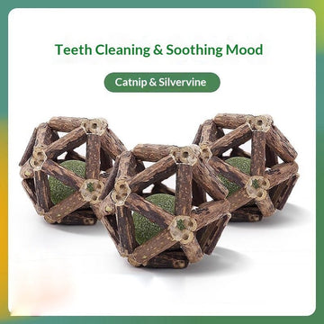 Catnip &amp; Silvervine Dental Chew Ball - Pawtique