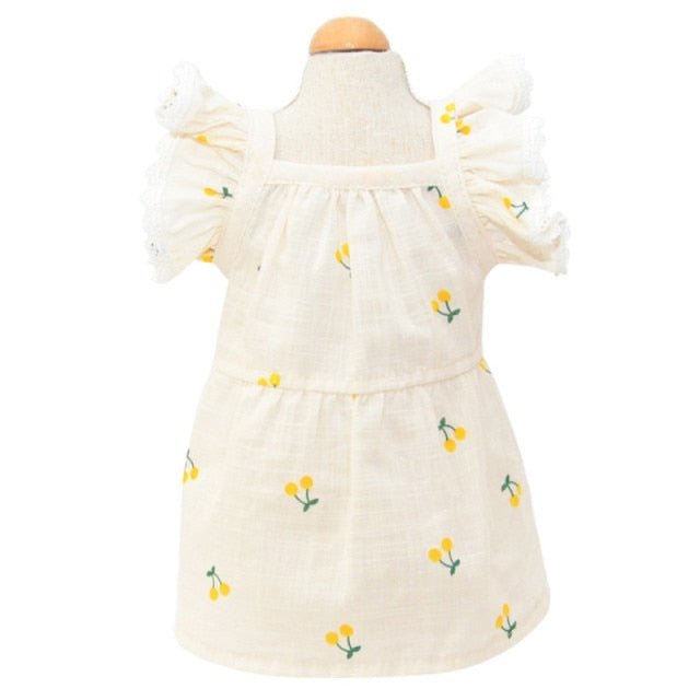 Cherry Printed Dog Cat Dress With Hat - Pawtique