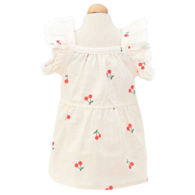 Cherry Printed Dog Cat Dress With Hat - Pawtique